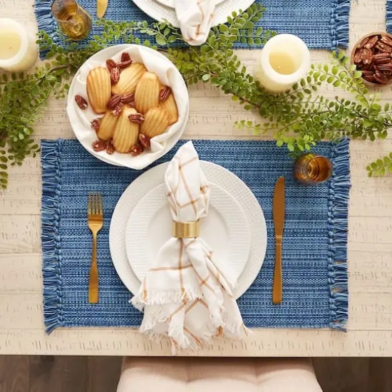DII&reg; Variegated Fringe Cotton Placemats, 6ct. Nautical Blue {6}