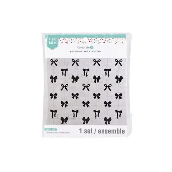 5ft. Black Bow Garland Backdrop by Celebrate It&trade; {3}