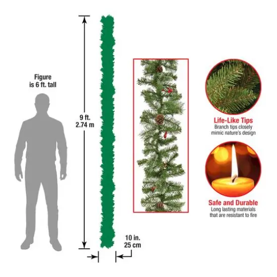9ft. Evergreen & Cashmere Tips Garland {6}