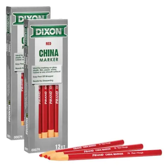 Dixon&reg; Phano China Markers, 2 Packs of 12 Red {1}