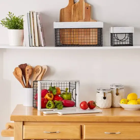 DII&reg; Farmhouse Basket Set Antique White {6}