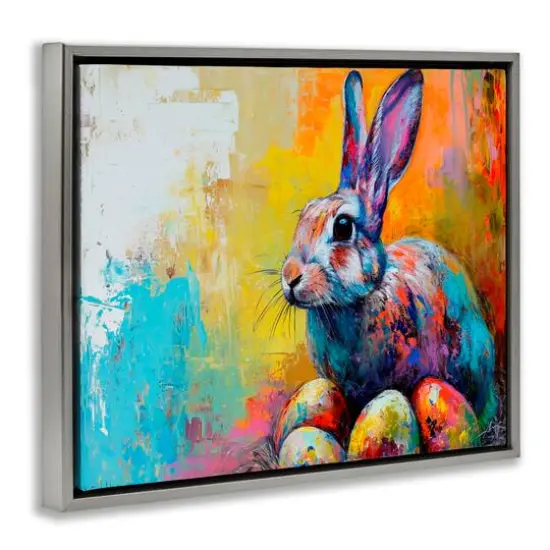 Stupell Industries Easter Joy Abstract Floater Framed Art Gray {4}