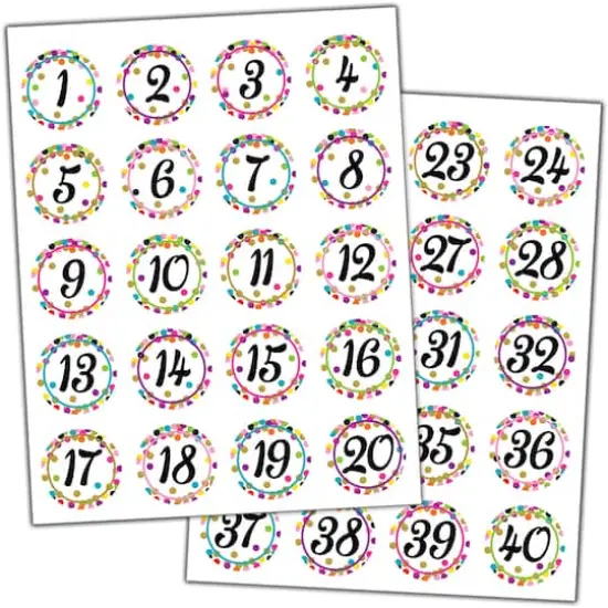 Teacher Created Resources Confetti Number Stickers, 6 Packs of 120 {3}