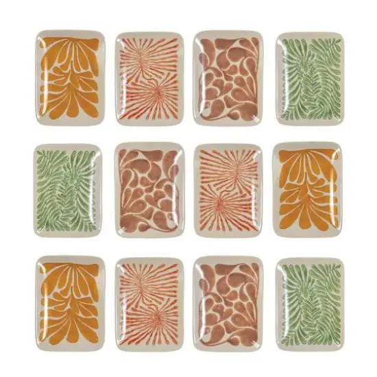 Hello Honey® 6.25" Multicolor Abstract Design Stoneware Plate Set {1}