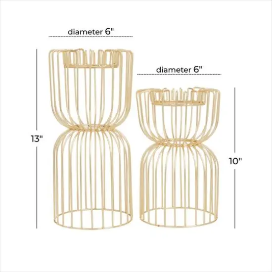 CosmoLiving by Cosmopolitan Gold Iron Glam Candle Holder, 13" x 10" {9}