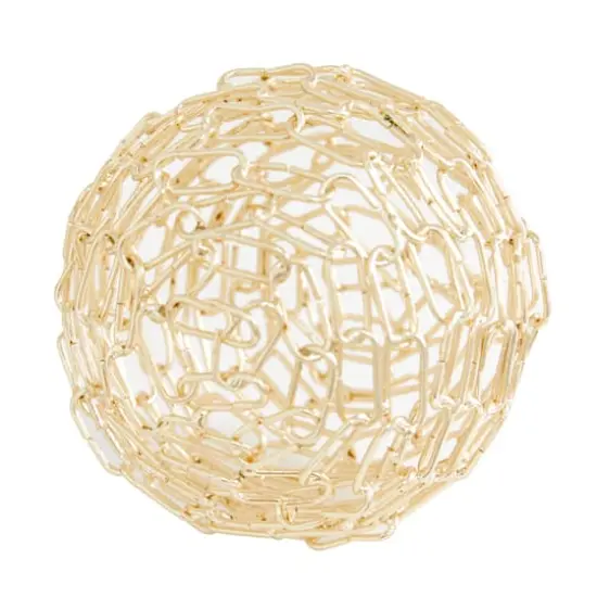 CosmoLiving by Cosmopolitan Gold Metal Chain Orb Sculpture Set {4}