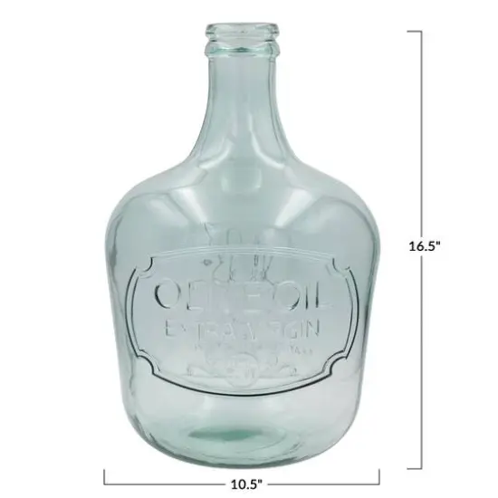 Hello Honey&reg; 16.5" Clear Embossed Reclaimed Glass Olive Oil Bottle {7}