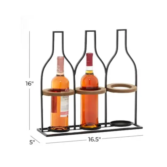 16" Black Metal Farmhouse Wine Rack {8}