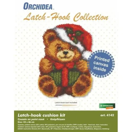 Orchidea Latch Hook Cushion Kit Christmas Teddy {3}