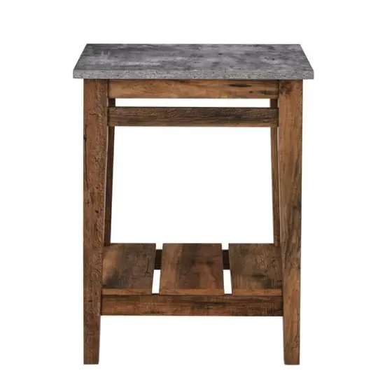 Walker Edison 18" Dark Concrete & Reclaimed Barnwood Farmhouse Trim Side Table {7}
