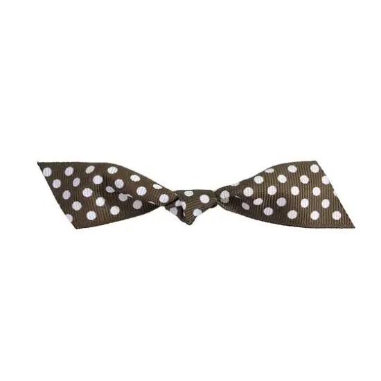 JAM Paper 7/8" Grosgrain Dots Twist Tie Flair Bows, 100ct. Brown/White {1}