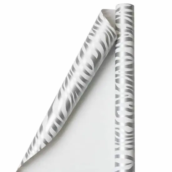 JAM Paper Safari Silver & White Zebra Gift Wrap, 2ct. {1}