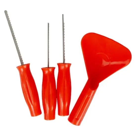 Orange & Blue Pumpkin Carving Kit with Stencils {1}