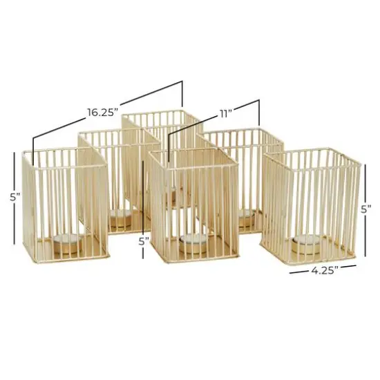 Set of 3 Gold Metal Modern Candle Holder, 4.25", 11", 16.25" {8}
