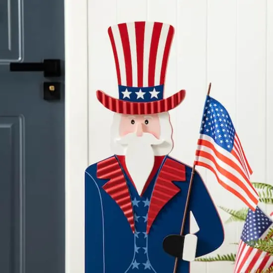 Glitzhome&reg; 40" Patriotic America Uncle Sam Porch D&eacute;cor {4}