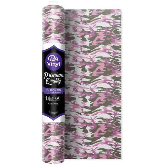 PA Vinyl Camo Pink Print Iron On Vinyl {1}