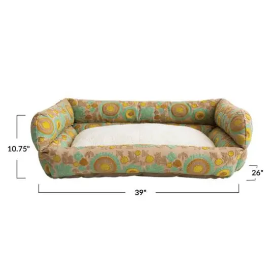 Hello Honey&reg; 39" Taupe, Green & Mint Floral Pet Bed {4}