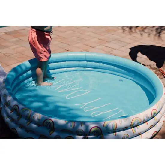 Rae Dunn 4ft. Happy Days Aqua Rainbow Mini Pool {3}
