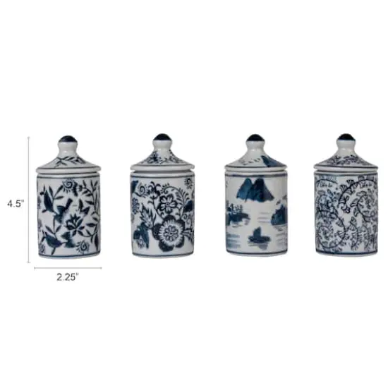 Hello Honey&reg; 4.5" Blue Blossom Enchantment Stoneware Jar Set {6}