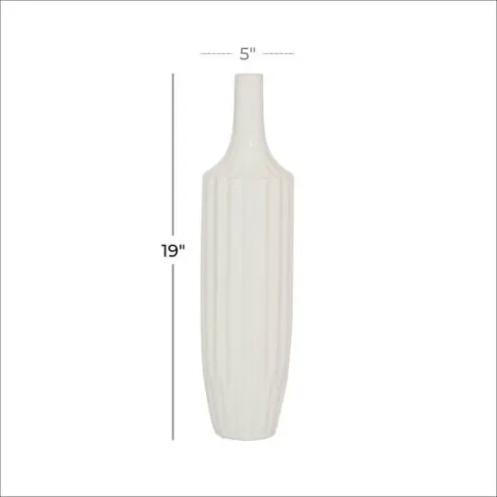White Ceramic Modern Vase, 19" x 5" x 5" {6}