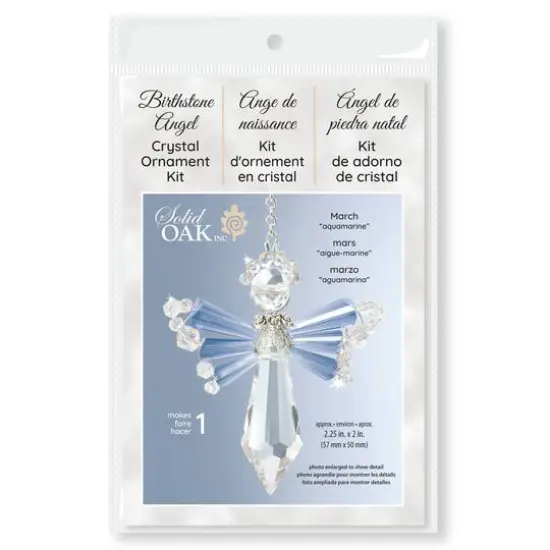 Solid Oak March/Aquamarine Birthstone Angel Crystal Suncatcher Ornament Kit {1}