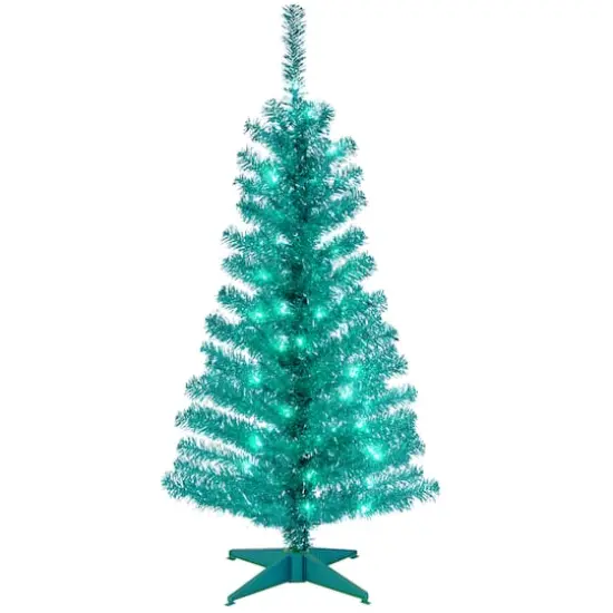 4ft. Pre-Lit Tinsel Artificial Christmas Tree, Clear Lights {1}