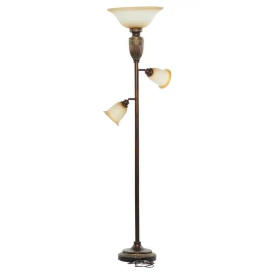 Brown Glass Traditional Floor Lamp, 70" x 19" {3}