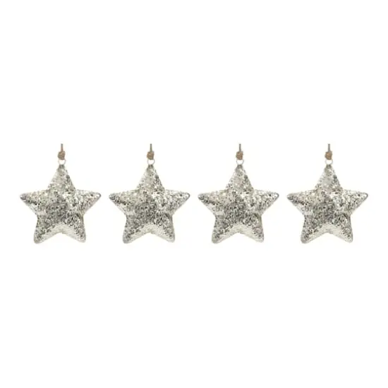 6.5" Mosaic Metal Star Ornament Set {4}