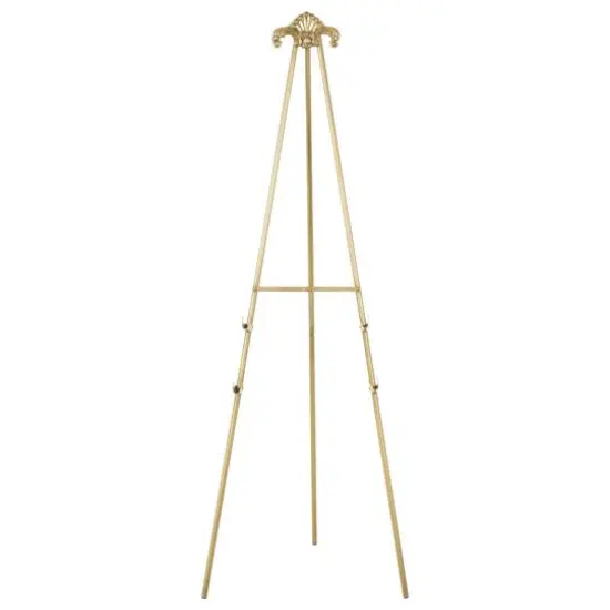 55.25" Gold Metal Large Foldable 2-Tier Display Easel with Scroll Finial {6}