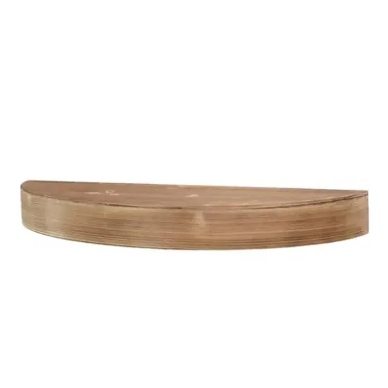 Small Brown Round Wood Floating Wall Shelf {1}