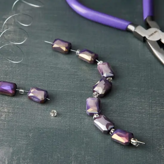 Faceted Glass Rectangle Beads, 14mm by Bead Landing™ Purple {3}