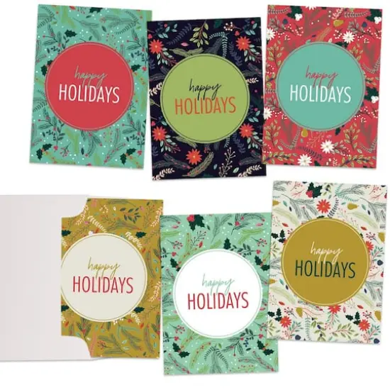 JAM Paper 6.25" x 4.625" Floral Tree Assorted Christmas Card Set, 24ct. {1}
