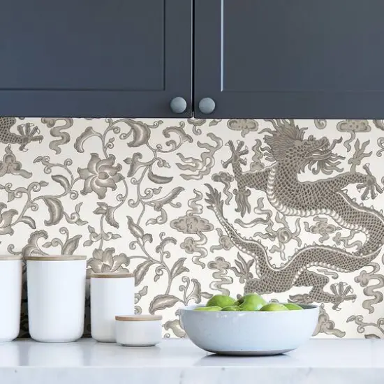 Scalamandre Gray Chien Dragon Peel & Stick Wallpaper {5}