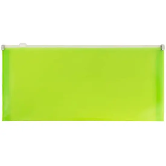 JAM Paper 5" x 10" Plastic Zip Closure Envelopes, 12ct. Lime Green {1}