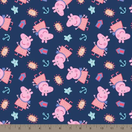 Peppa Pig Navy Peppa by The Seaside Cotton Fabric {3}