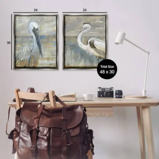 Stupell Industries Sea Birds Abstract Beach Floater Framed Art Gray {4}