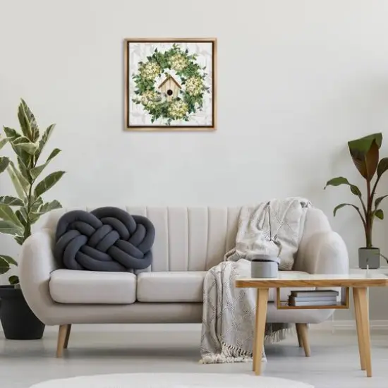 Stupell Industries Spring Birdhouse Wreath Floater Framed Art Brown {3}