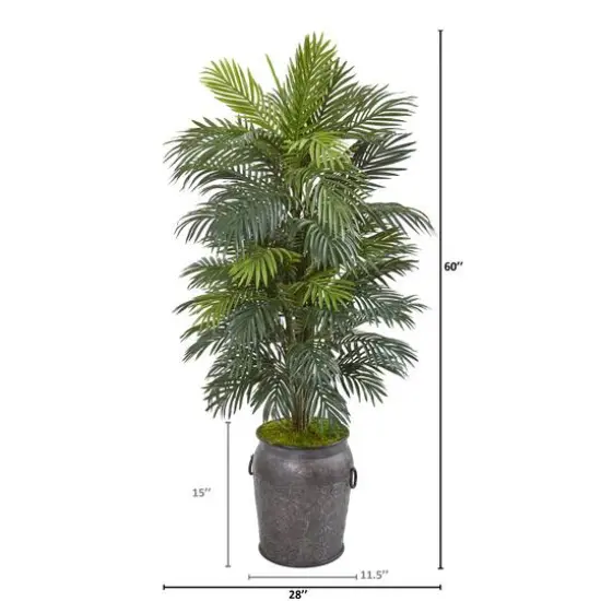 5ft. Areca Palm Artificial Plant in Metal Planter {3}