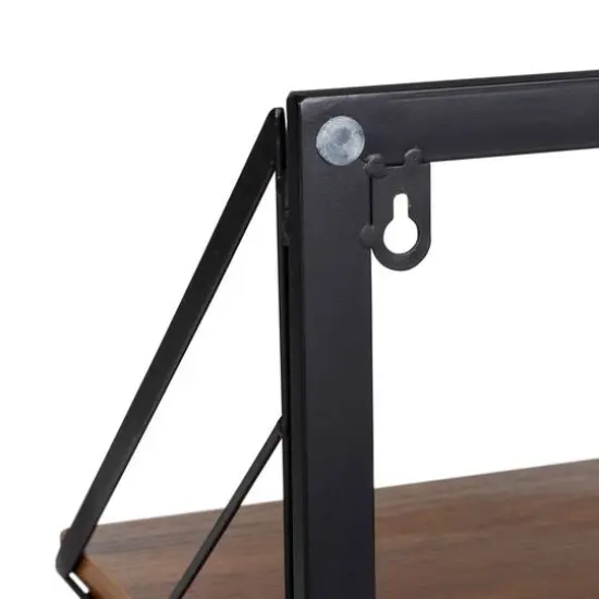 Honey Can Do Walnut Large Modern Farmhouse Floating Shelf with Metal Bracket {7}