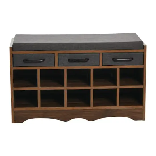 Household Essentials 32" Storage Bench Mid Century Walnut {5}