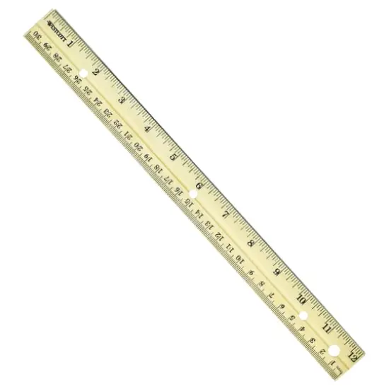 Westcott&reg; 12" Hole Punched Wood Ruler English and Metric with Metal Edge, 36ct. {3}