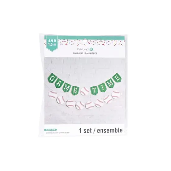 5ft. Green & White Game Time Baseball Banner Set by Celebrate It&trade; {3}
