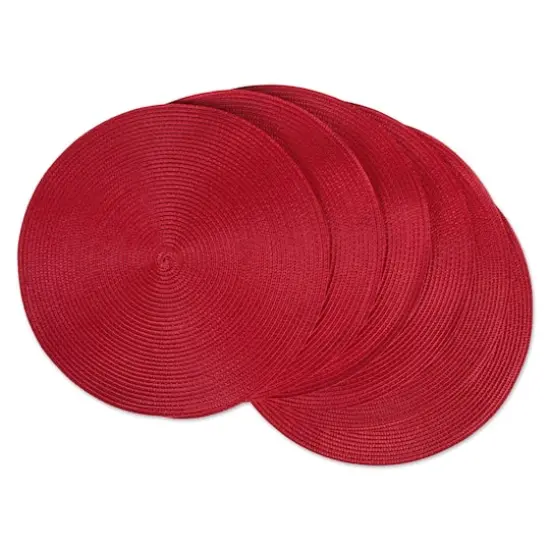 DII&reg; Round Plastic Woven Placemats, 6ct. Tango Red {1}