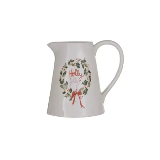 Hello Honey® 1qt. Holly Jolly Stoneware Pitcher with Gold Electroplating {1}