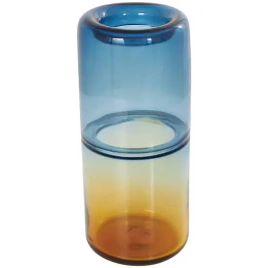 13" Blue & Yellow Ombre Glass Vase {7}