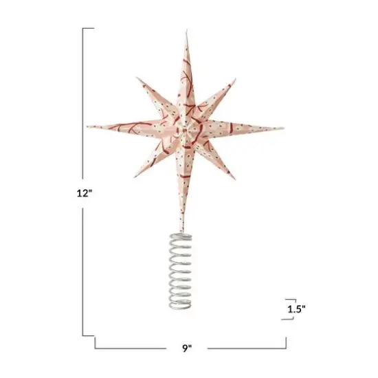 Hello Honey&reg; 12" Paper & Metal Star Tree Topper with Berry Pattern {5}