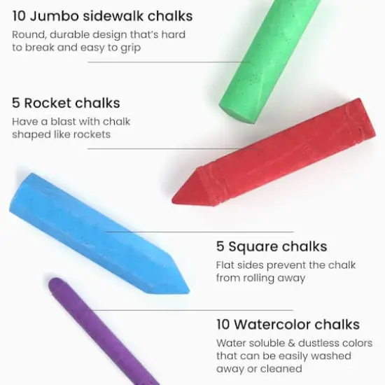 Arteza&reg; Kids Ultimate Chalk Set of 37 pcs, Green Box Handle {4}