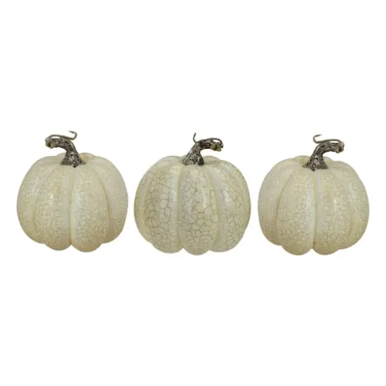 4" White Artificial Fall Harvest Pumpkins, 3ct. {1}