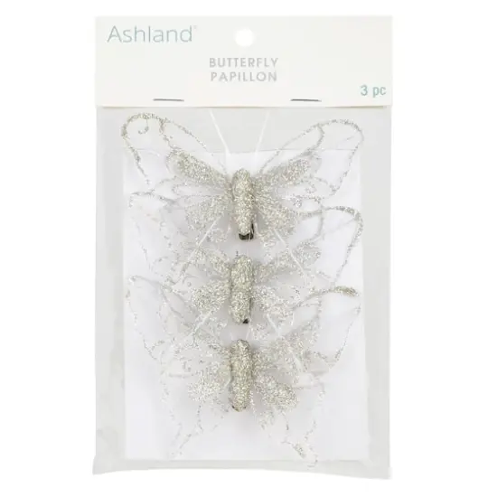 Glitter Butterfly Embellishments, 3ct. by Ashland&reg; Silver {5}