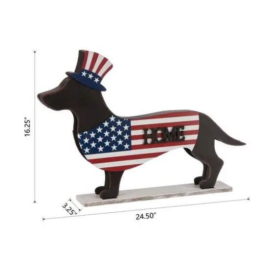 Glitzhome&reg; 24.5" Patriotic Double-Sided HOME/WELCOME Dachshund D&eacute;cor {9}
